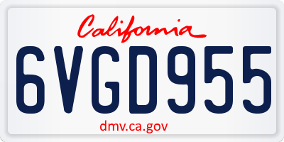 CA license plate 6VGD955