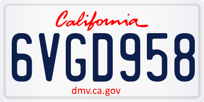CA license plate 6VGD958