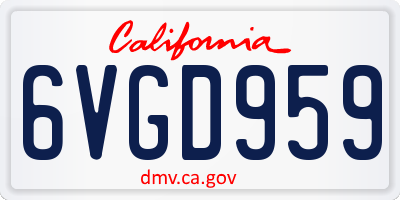 CA license plate 6VGD959