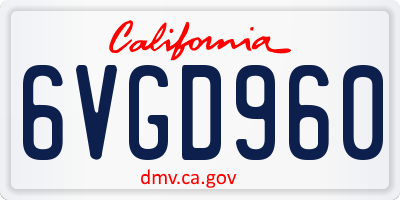 CA license plate 6VGD960
