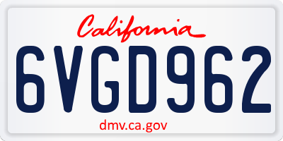 CA license plate 6VGD962