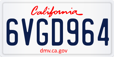 CA license plate 6VGD964