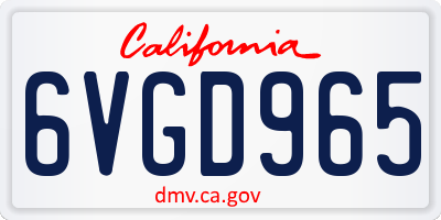 CA license plate 6VGD965