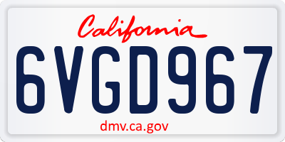 CA license plate 6VGD967