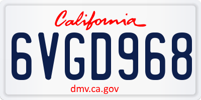 CA license plate 6VGD968
