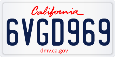 CA license plate 6VGD969