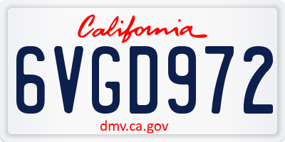 CA license plate 6VGD972