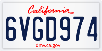 CA license plate 6VGD974