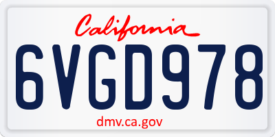 CA license plate 6VGD978