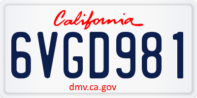 CA license plate 6VGD981