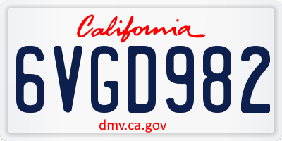CA license plate 6VGD982