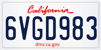 CA license plate 6VGD983