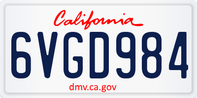 CA license plate 6VGD984
