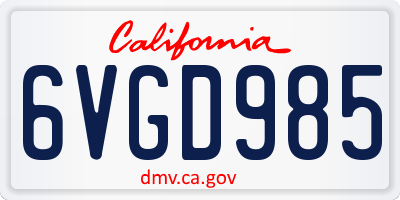 CA license plate 6VGD985