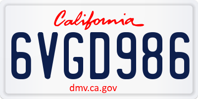 CA license plate 6VGD986