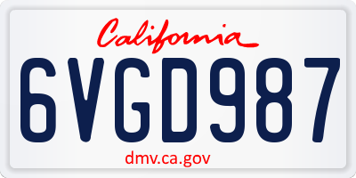 CA license plate 6VGD987