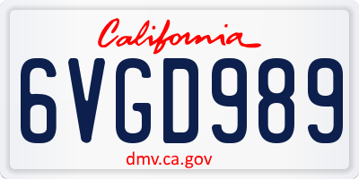 CA license plate 6VGD989