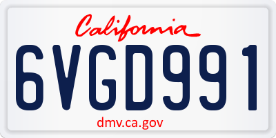 CA license plate 6VGD991