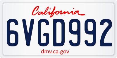 CA license plate 6VGD992