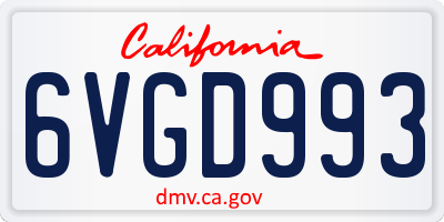CA license plate 6VGD993