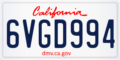 CA license plate 6VGD994