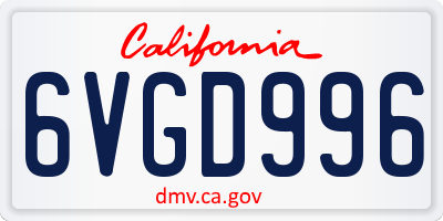 CA license plate 6VGD996