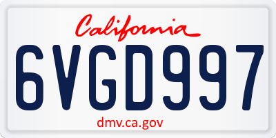 CA license plate 6VGD997