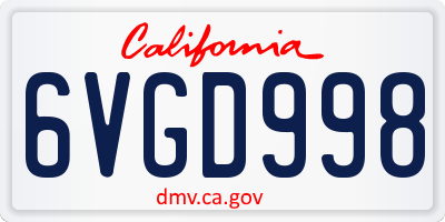 CA license plate 6VGD998