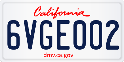 CA license plate 6VGE002