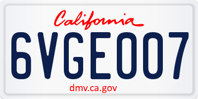 CA license plate 6VGE007