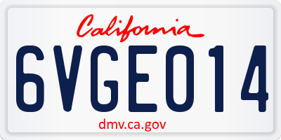 CA license plate 6VGE014