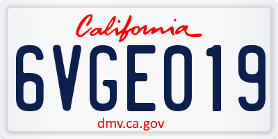 CA license plate 6VGE019