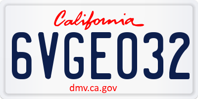 CA license plate 6VGE032