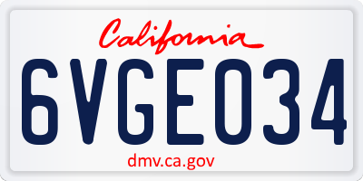 CA license plate 6VGE034