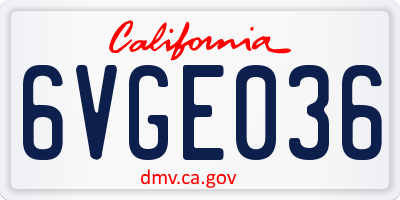 CA license plate 6VGE036