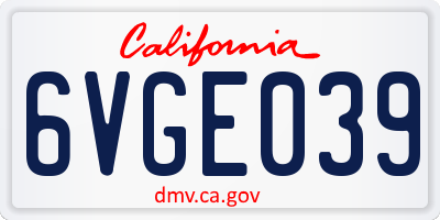 CA license plate 6VGE039