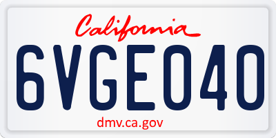 CA license plate 6VGE040