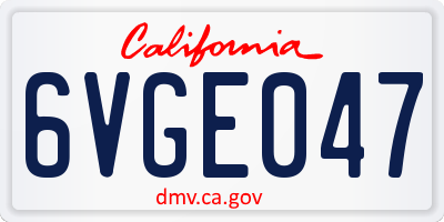 CA license plate 6VGE047