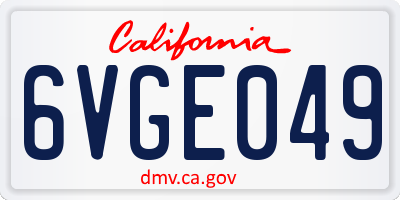 CA license plate 6VGE049