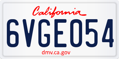 CA license plate 6VGE054
