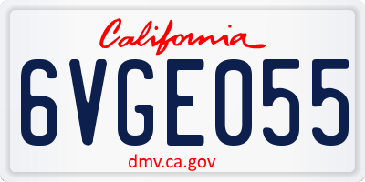 CA license plate 6VGE055