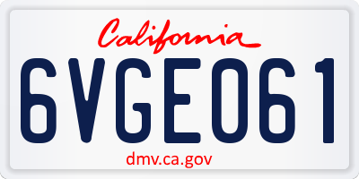CA license plate 6VGE061