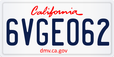 CA license plate 6VGE062