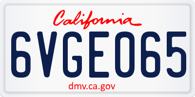 CA license plate 6VGE065