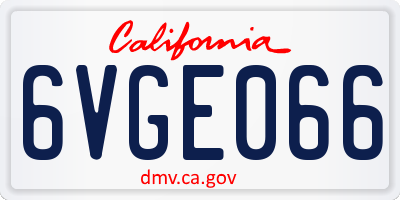 CA license plate 6VGE066