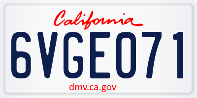CA license plate 6VGE071