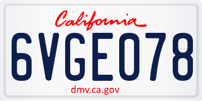 CA license plate 6VGE078