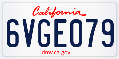 CA license plate 6VGE079