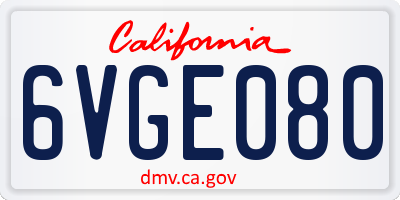 CA license plate 6VGE080