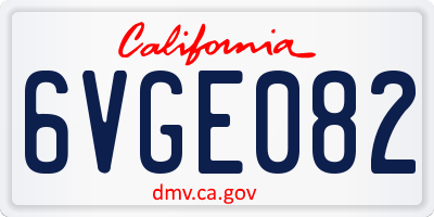 CA license plate 6VGE082